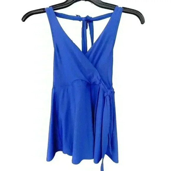 J Crew Halter Wrap Swim Dress Modest Royal Blue Womens Size 4 - Picture 2 of 10